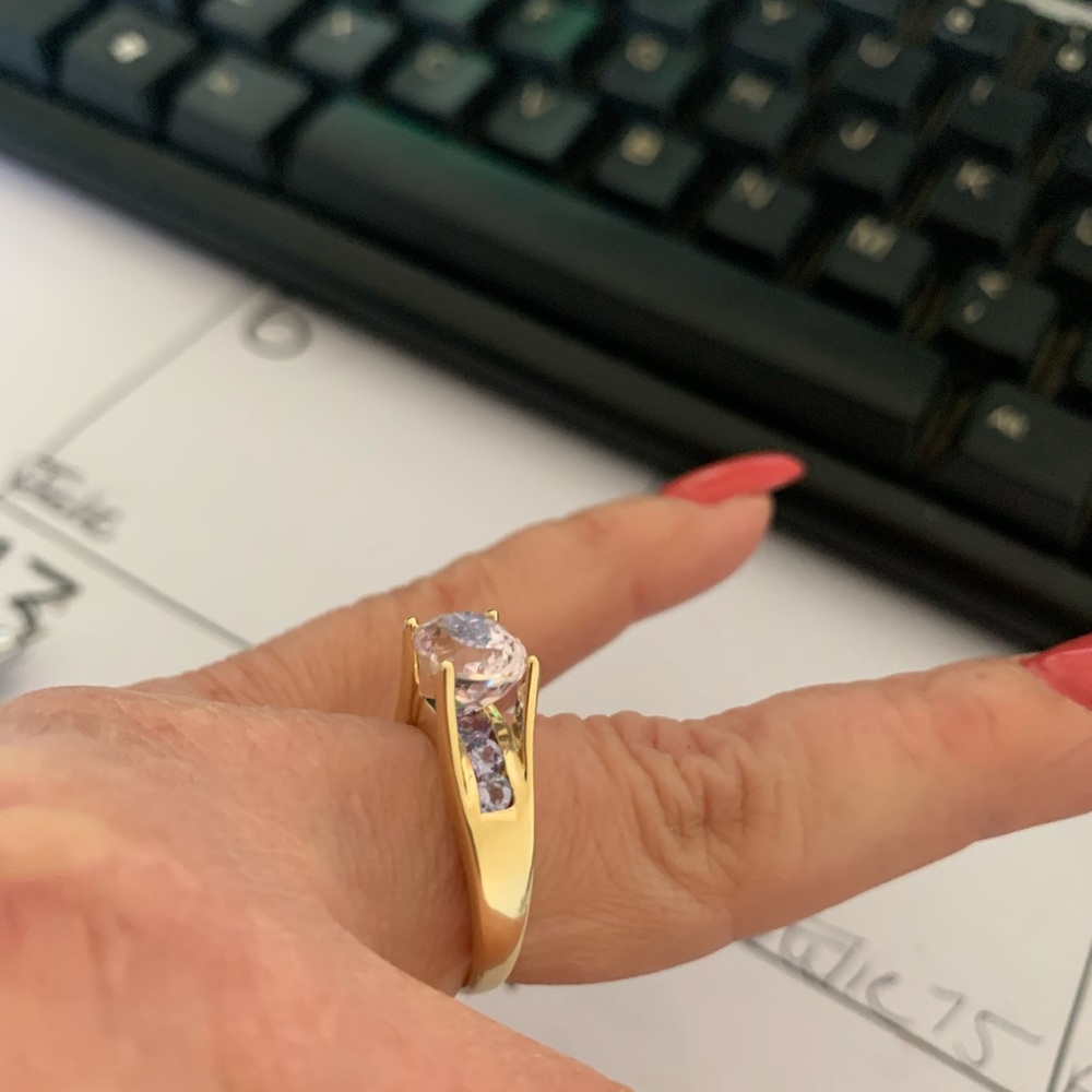 Morganite Natural Yellow Solid Gold Ring 14k - Picture 9 of 9